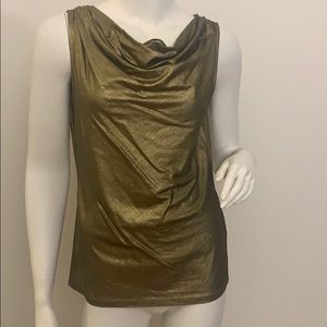 ELIE TAhari Sleeveless front drape bronze top